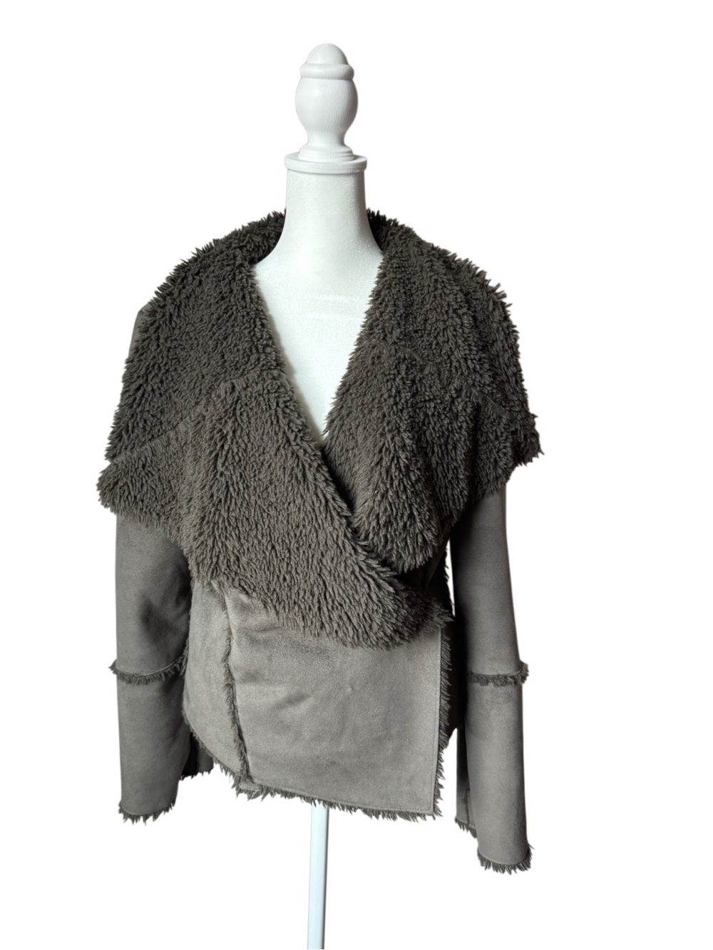 Dolce Cabo Gray Faux Fur Faux Suede Jacket M